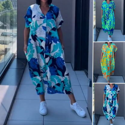 📢📢Big Sale Now On!⏰Women's Casual Elegant Printed V-Neck Dress