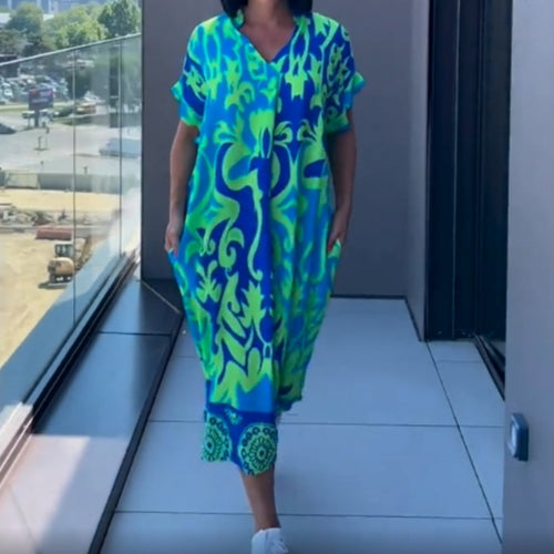 📢📢Big Sale Now On!⏰Women's Casual Elegant Printed V-Neck Dress