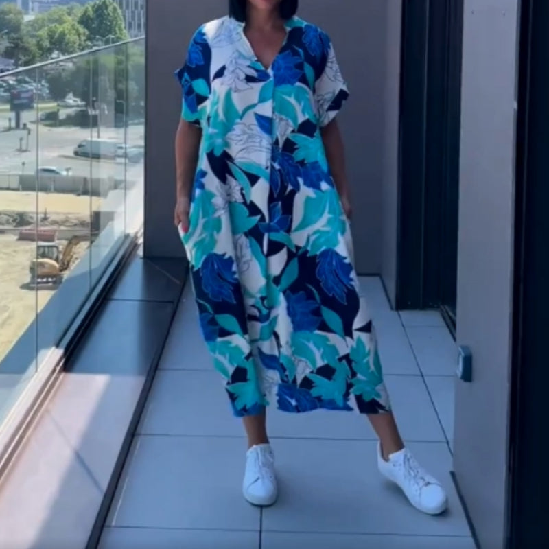 📢📢Big Sale Now On!⏰Women's Casual Elegant Printed V-Neck Dress